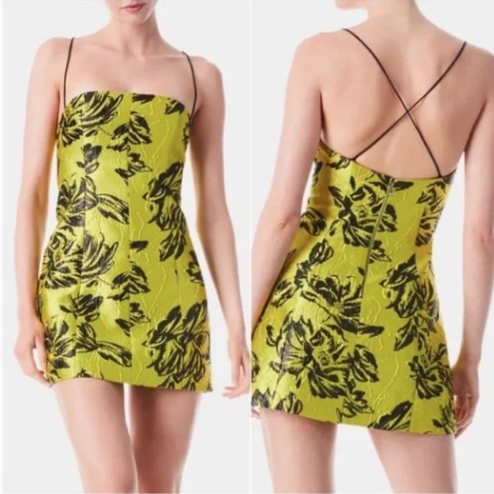 Alice + Olivia Tayla Structured Mini Dress Citron NWT 12‎